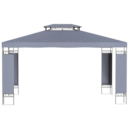 10' x 13' Grey Outdoor Gazebo, Double Roof Patio Canopy Shelter, Grey Gazebos at Gallery Canada