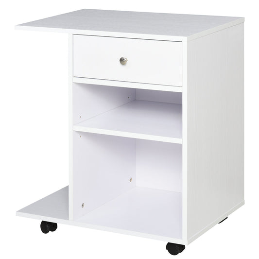 Printer Stand Desk Side File Cabinet, Rolling Cart with Wheels, Adjustable Shelf, Drawer, CPU Stand, White at Gallery Canada