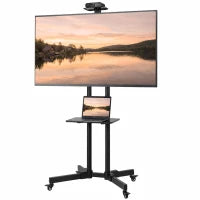Support de télévision mobile roulant de 32 à 75 pouces, inclinaison, hauteur réglable, noir