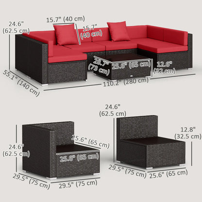 7-Piece Garden Wicker Sectional Set, Patio Sofa, Wine Red Patio Furniture Sets at Gallery Canada