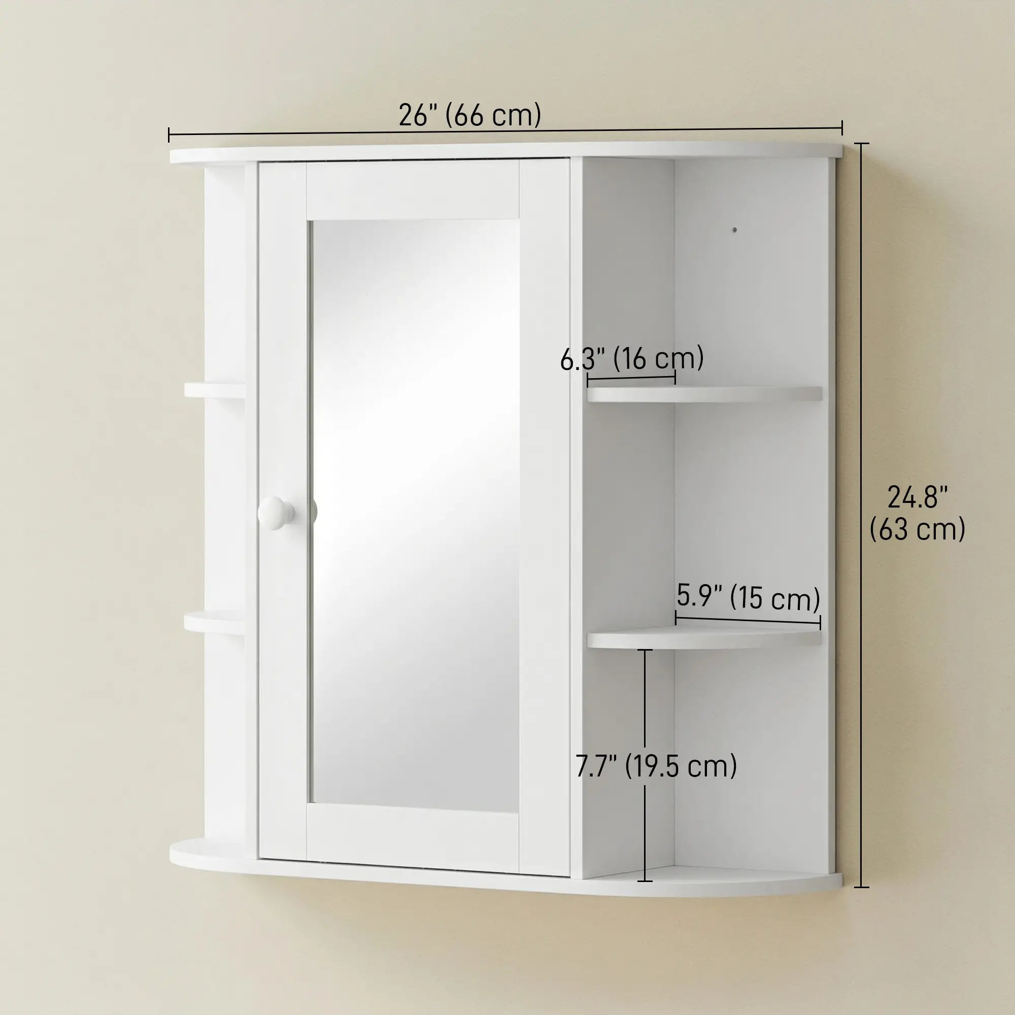 Mirrored Bathroom Wall Cabinet, Wall Mounted, With Door & Shelves, White Mirror Medicine Cabinets at Gallery Canada