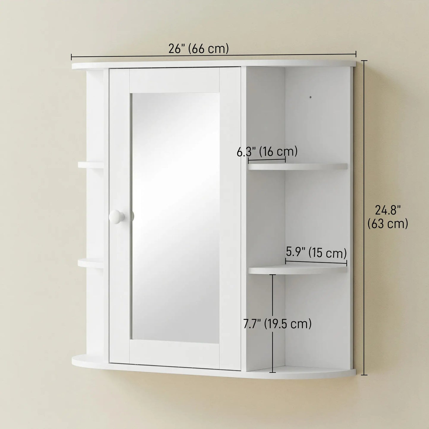 Mirrored Bathroom Wall Cabinet, Wall Mounted, With Door & Shelves, White Mirror Medicine Cabinets at Gallery Canada