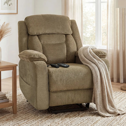 Power Recliner Chair, Massage, Electric Lift, 2 Memory Positions, Brown Electric Power Lift Chairs at Gallery Canada
