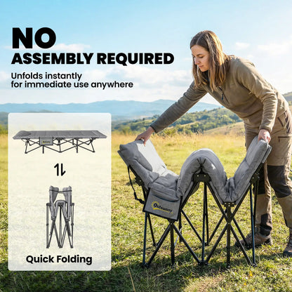 Camping Cot, 31.5" Wide, Padded Cushion, Carry Bag, Non-Slip Feet, Grey Camping Cots at Gallery Canada