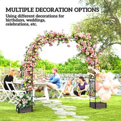 Garden Arch Trellis Arbor With 2 Planter Boxes, 109.4" x 15.7" x 86.6", Black Garden Arches at Gallery Canada