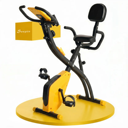 Folding Exercise Bike, 8-Level Magnetic Resistance, Adjustable Seat, Yellow Exercise & Stationary Bikes at Gallery Canada