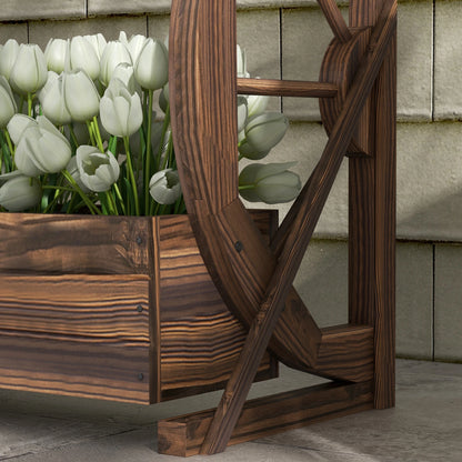 Wooden Wagon Planter Box, 2-Tier Raised Garden Bed, Vegetables Flowers Herbs Wooden Planter Boxes at Gallery Canada