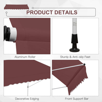10x5ft Retractable Sun Shade Canopy, 5.6-9.2ft Pole, Wine Red Patio Awnings at Gallery Canada