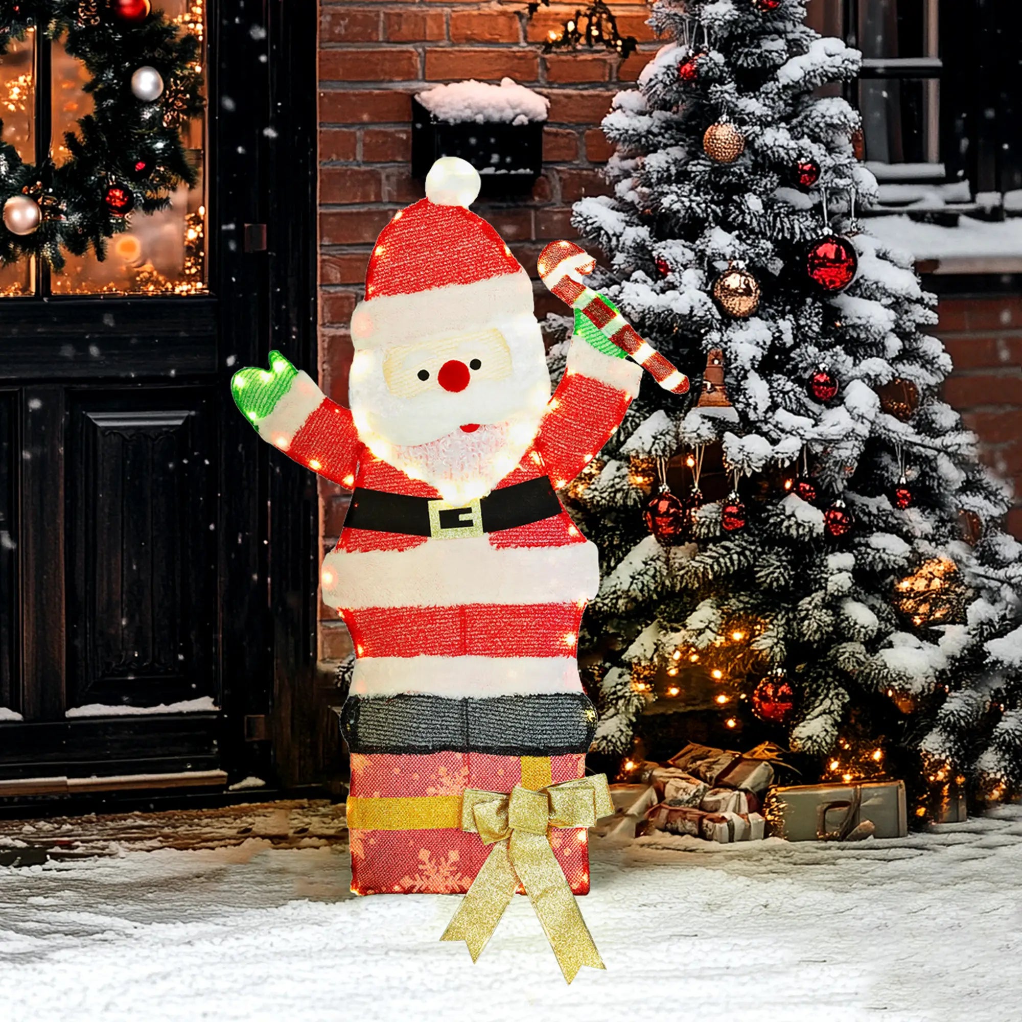 3ft Lighted Santa Claus, 97 LEDs, Stakes, Zip Ties, IP44 Waterproof Christmas Decorations at Gallery Canada