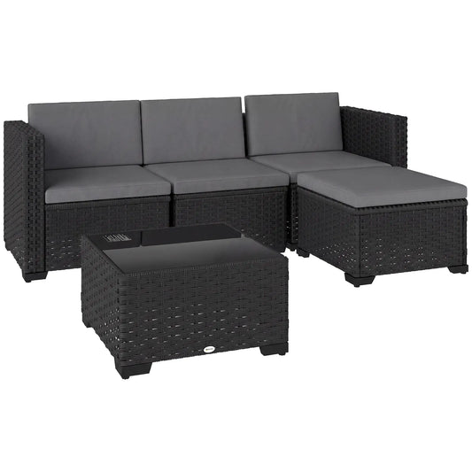 5 Piece Patio Furniture Set, L-Shape Sectional, Grey Patio Furniture Sets Black, Grey at Gallery Canada