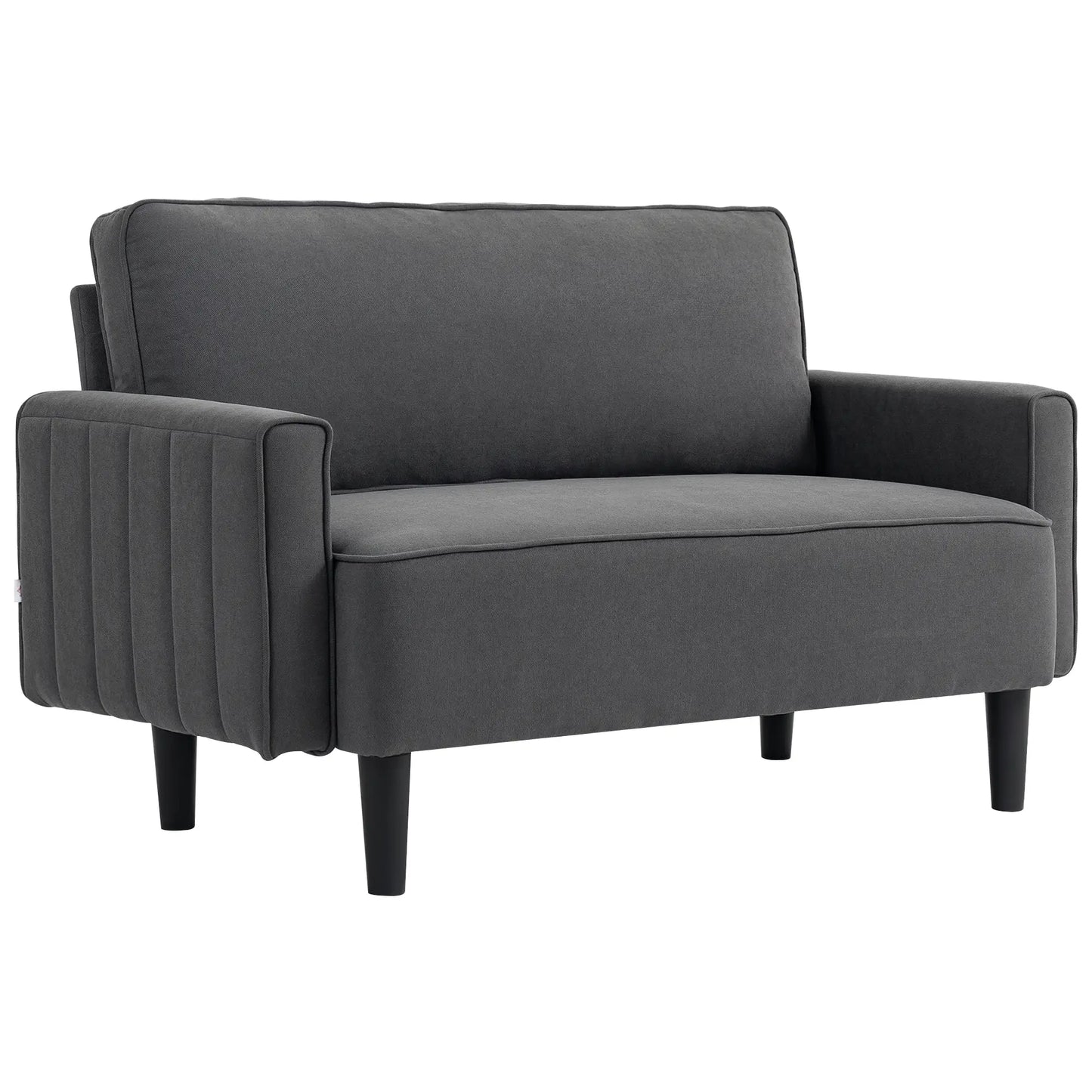 Linen Loveseat Sofa, 2 Seater with Thick Padded Seat, Dark Grey 2-Seater Sofas Dark Grey at Gallery Canada