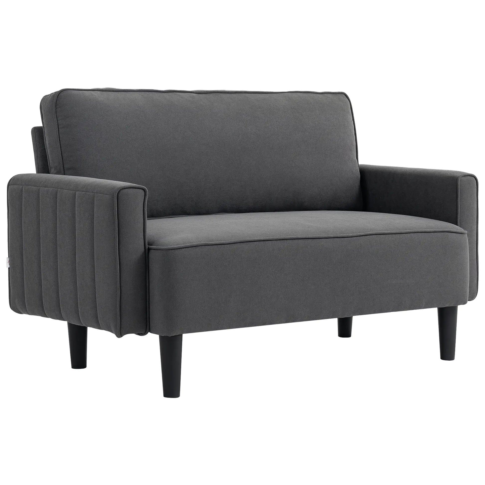 Linen Loveseat Sofa, 2 Seater with Thick Padded Seat, Dark Grey 2-Seater Sofas Dark Grey at Gallery Canada