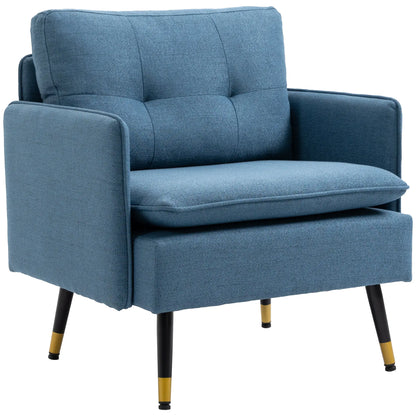 Modern Armchair, Upholstered Accent Chair, Tufted Back, Steel Legs, Blue Accent Chairs at Gallery Canada