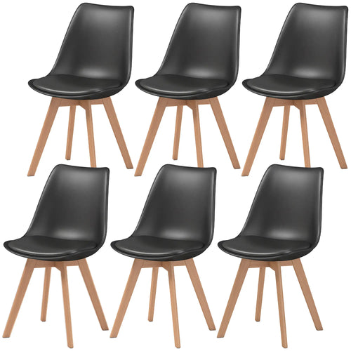 Modern Dining Table Chairs Set Of 6, Rubber Wood Kitchen Table Chairs
