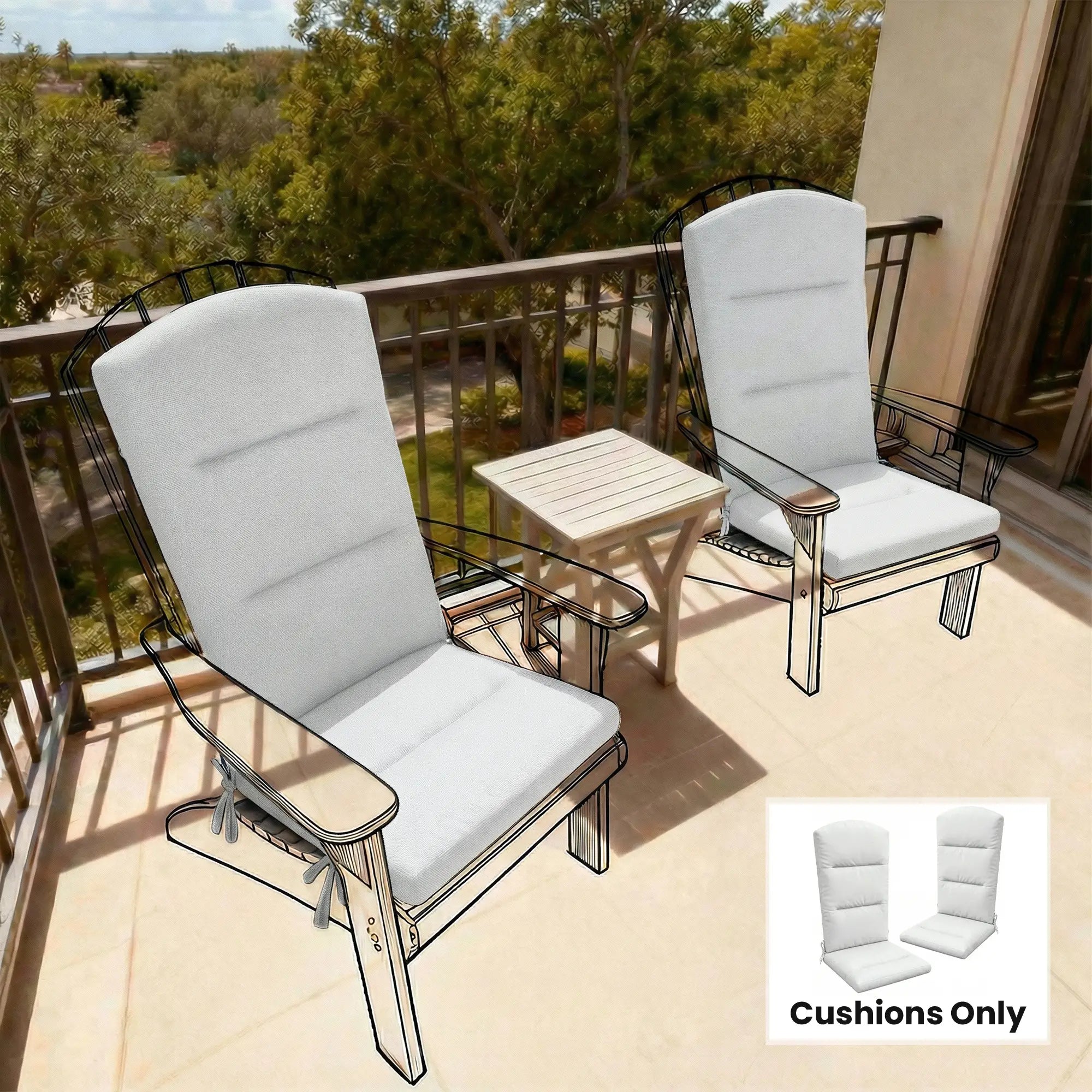 Adirondack Chair Replacement Cushion, With Back And Ties, Light Grey Patio Chair Cushions at Gallery Canada