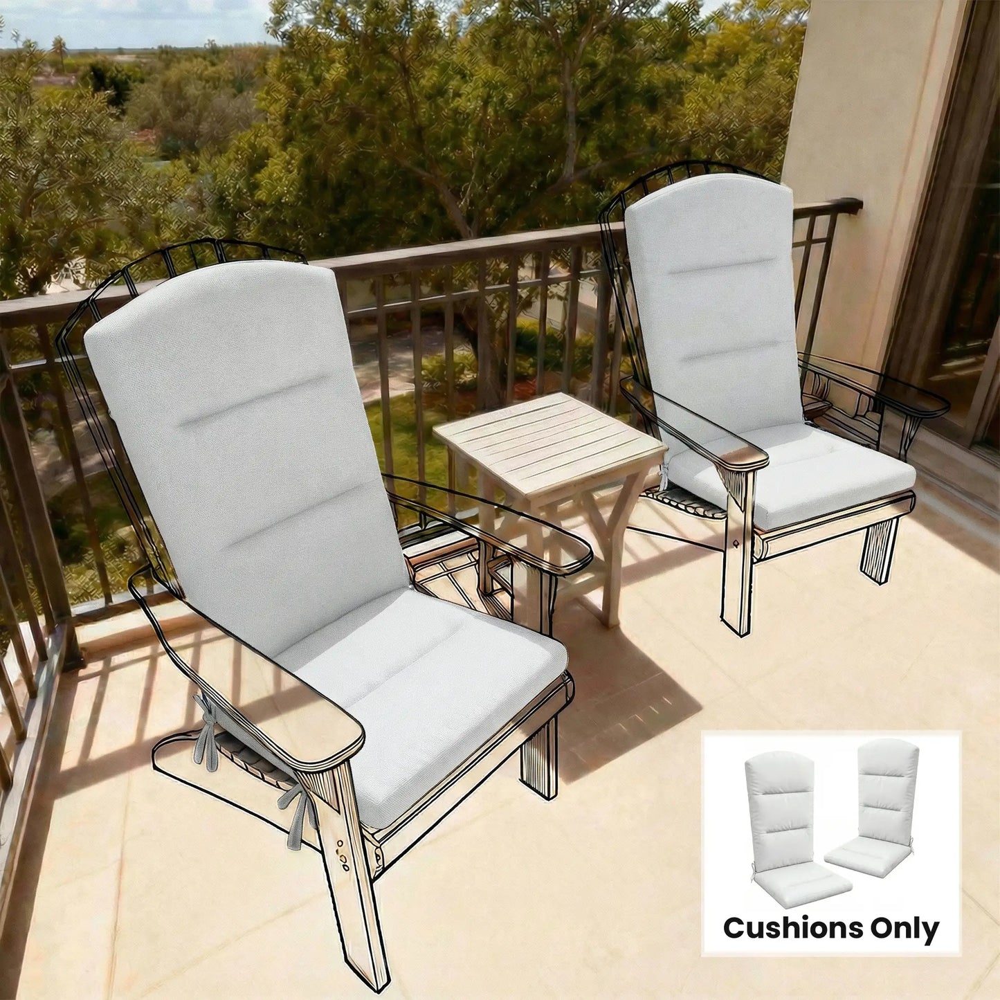 Adirondack Chair Replacement Cushion, With Back And Ties, Light Grey Patio Chair Cushions at Gallery Canada