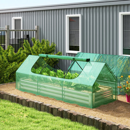 8.6 x 3 x 1ft Raised Garden Bed, Mini Greenhouse, Galvanized Cover, Green Galvanized Planter Boxes at Gallery Canada