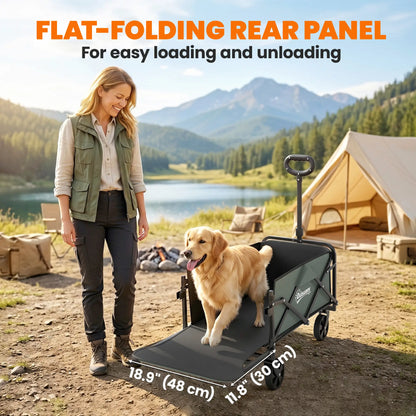 Foldable Collapsible Wagon Cart, 72L & 198 LBS Capacity, Green Folding Garden Carts at Gallery Canada