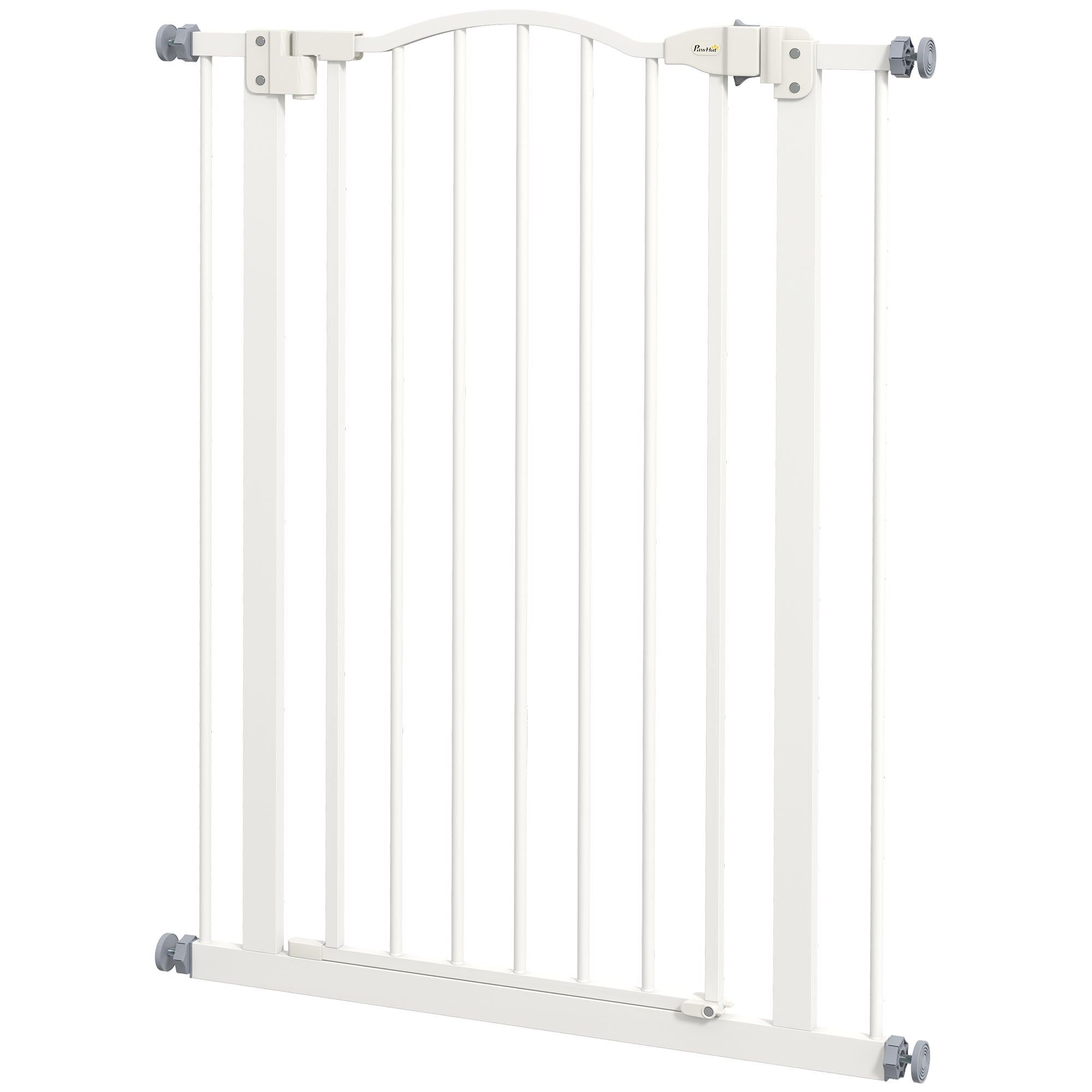 Extra Tall Dog Gate with Door, Pressure Fit, Auto Close, Double Locking for Doorways Hallways Stairs, White - Gallery Canada