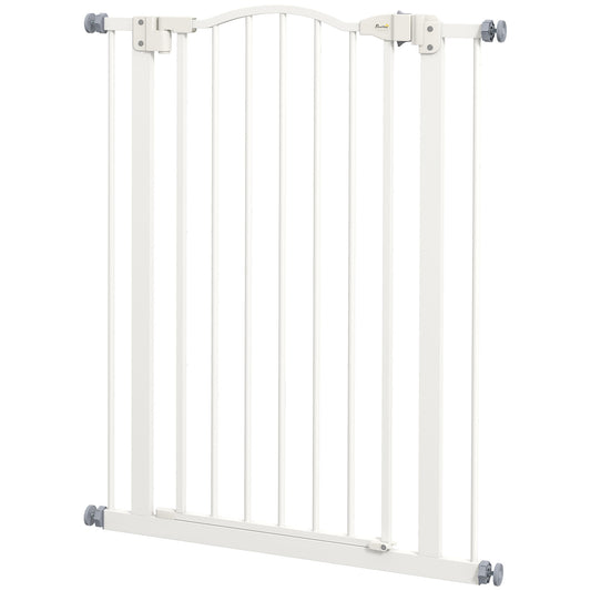 Extra Tall Dog Gate with Door, Pressure Fit, Auto Close, Double Locking for Doorways Hallways Stairs, White - Gallery Canada