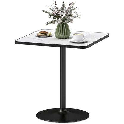Modern Dining Table For 4, White Marble Effect Tabletop, Round Base, White Dining Tables White Marble Effect, Black at Gallery Canada