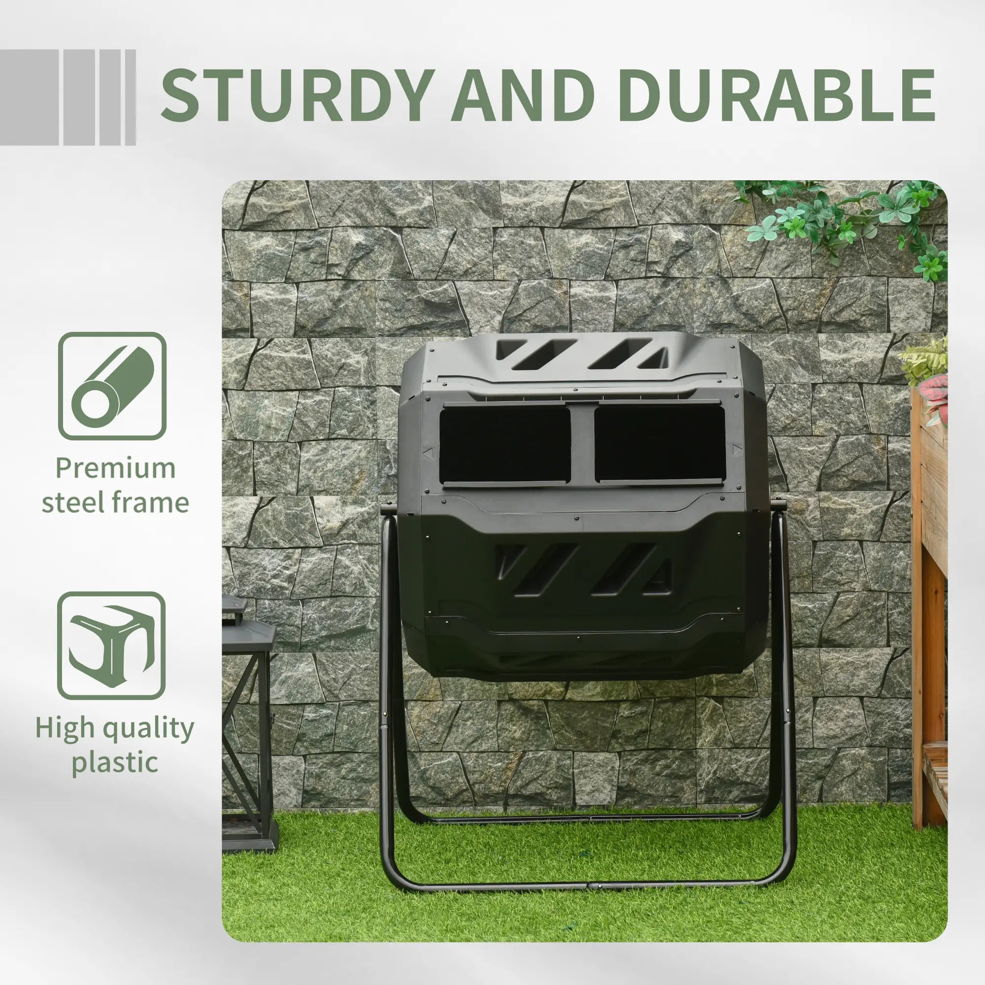 43 Gallon Dual Chamber Tumbling Composter, Black Outdoor Compost Bin at Gallery Canada