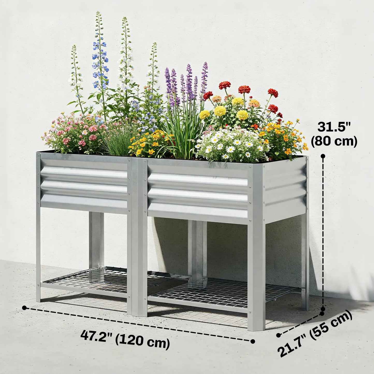 Raised Garden Bed With Legs, 31.5", Silver Elevated Garden Beds at Gallery Canada