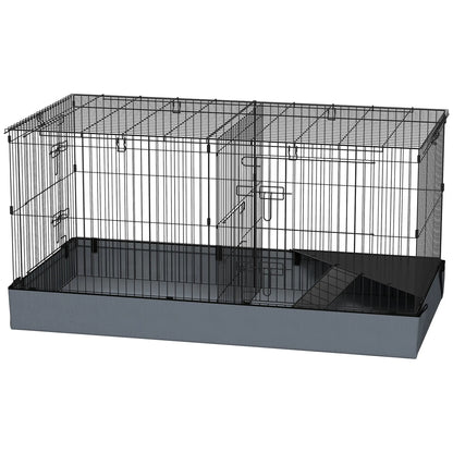 Guinea Pig Cage, Removable Top, 2 Areas, Waterproof Liner, Ramp, Perch Houses & Habitats Black, Grey at Gallery Canada