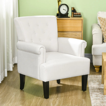 Fabric Accent Armchair, Modern Living Room Chair, Wood Legs, Cream White Accent Chairs at Gallery Canada