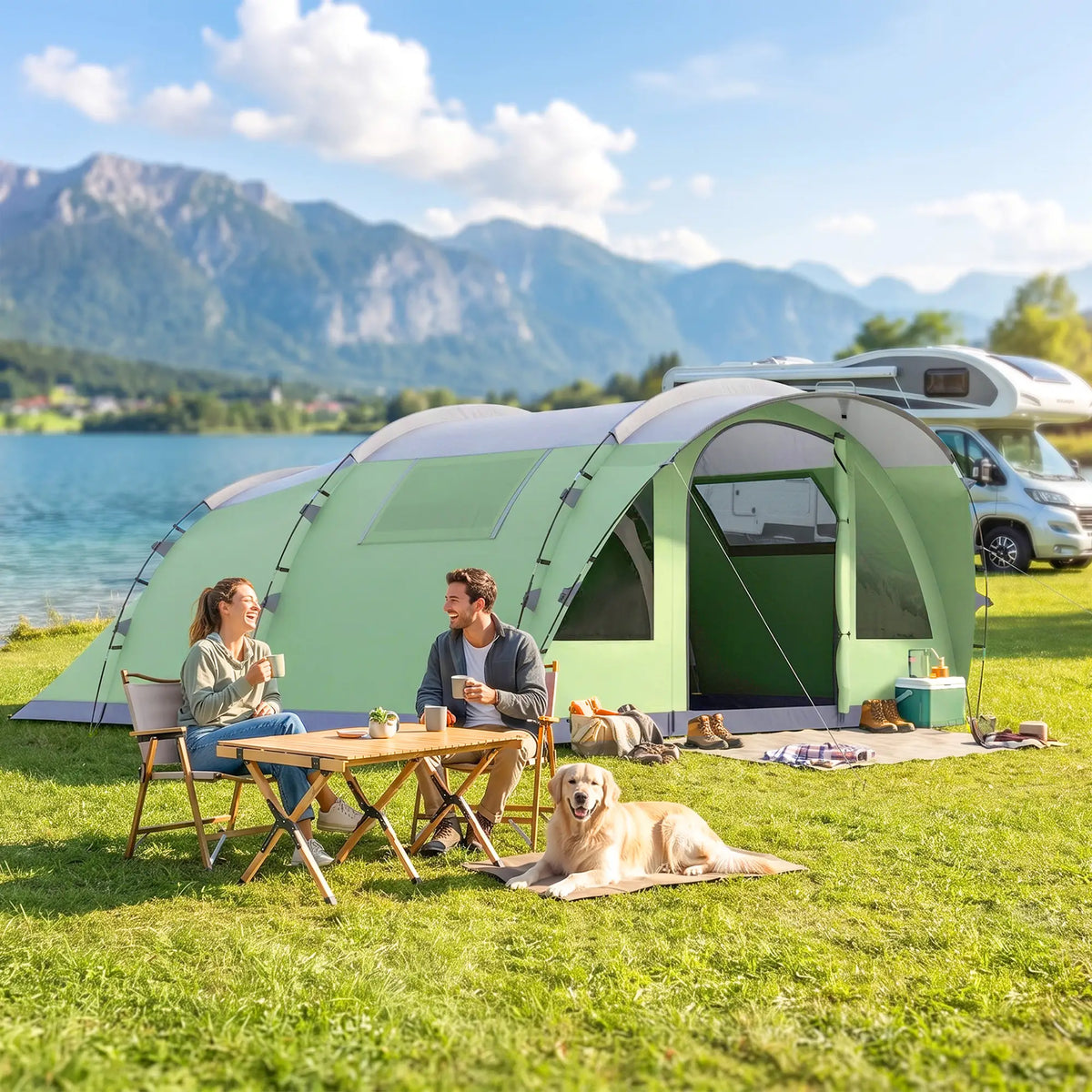 Large Family Tent, 2-4 Person, 4 Windows, Porch, Light Green Camping Tents at Gallery Canada