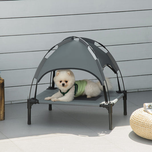 Elevated Cooling Pet Bed Portable Raised Dog Cot with Canopy for Small-Sized Dogs, Grey - Gallery Canada