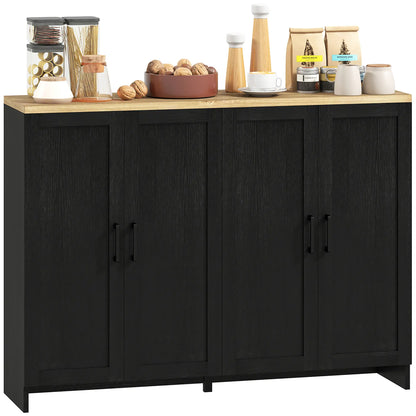Modern Sideboard Buffet Cabinet, 4 Doors Adjustable Shelves, Black Storage Cabinets at Gallery Canada