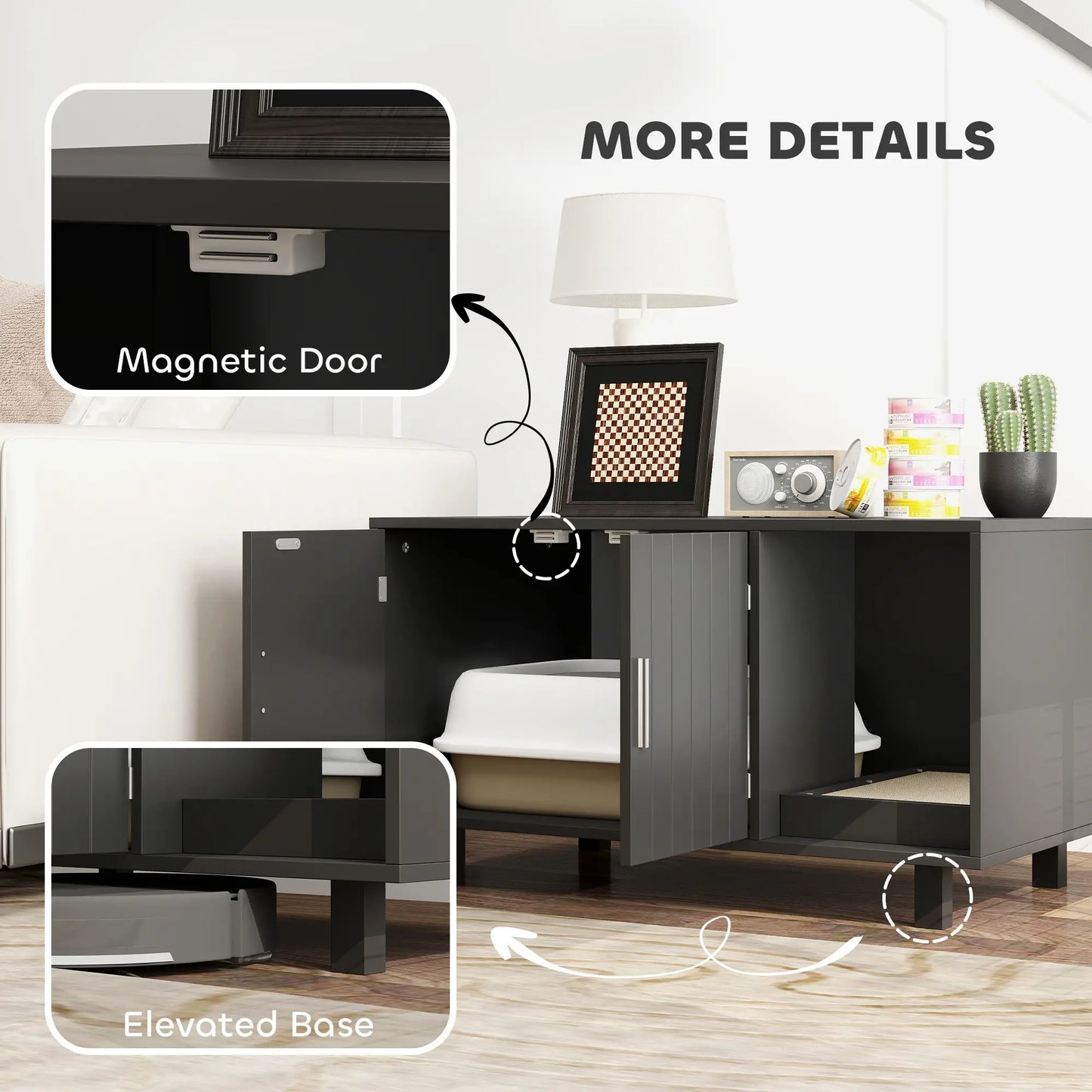 Cat Litter Box Enclosure, End Table with Scratcher, Black Cat Litter Box Enclosures at Gallery Canada