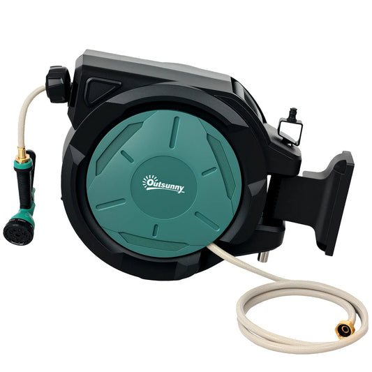 1/2 in x 100ft Wall Mounted Garden Hose Reel, Auto Rewind, Black Garden Accessories Black at Gallery Canada