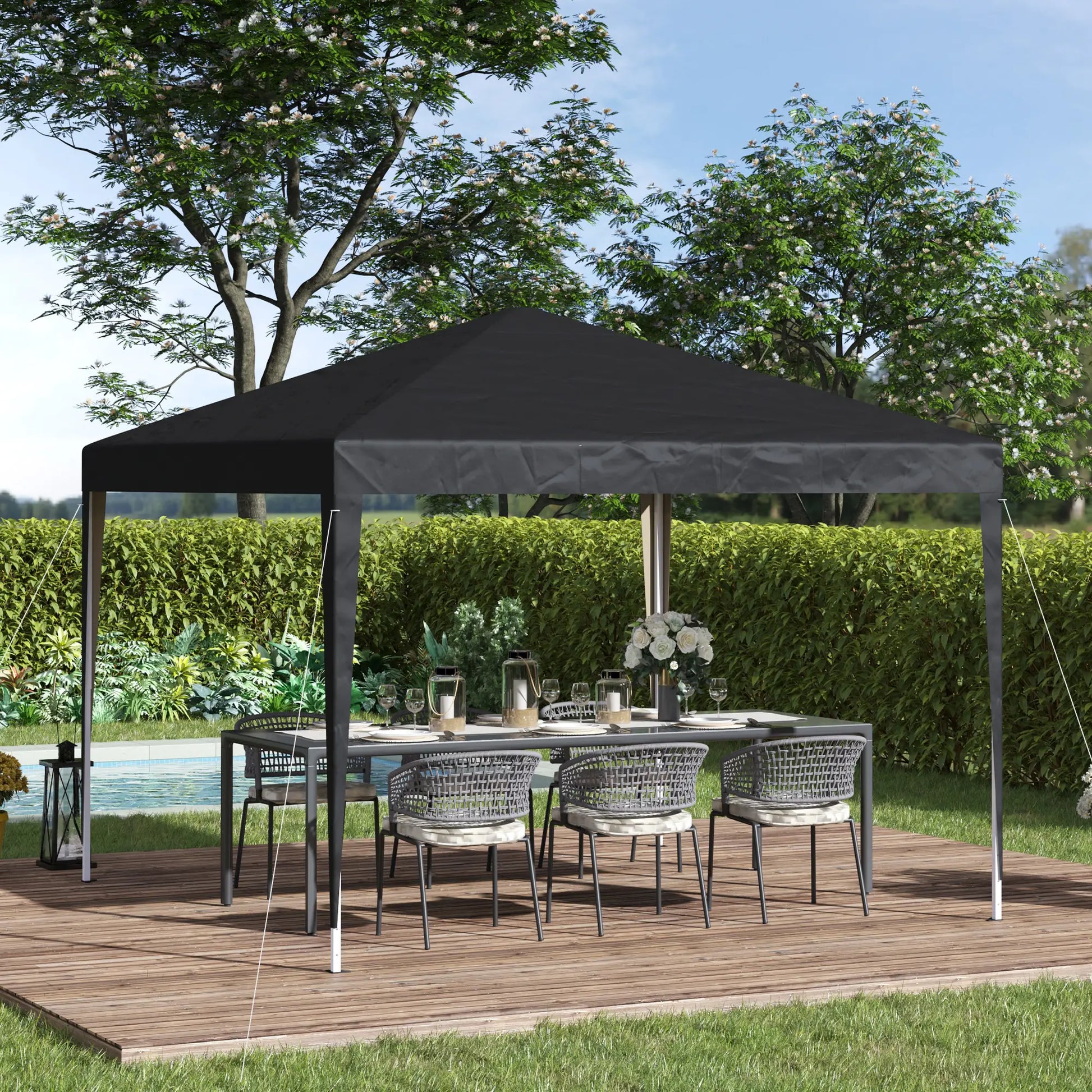 10 x 10ft Folding Pop Up Tent, Outdoor Gazebo Canopy, Black Pop Up Canopies at Gallery Canada