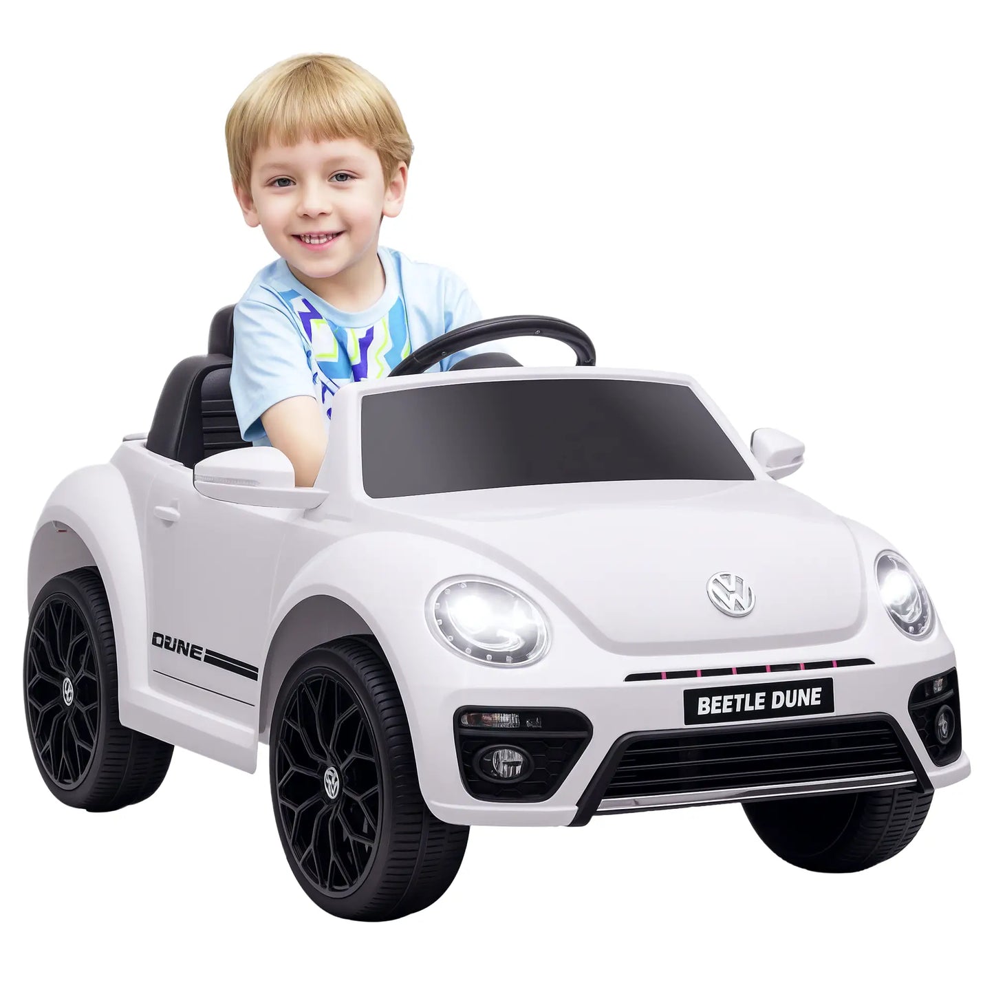 12V Volkswagen Beetle Kids Electric Car, Remote Control, White Electric Toy Cars at Gallery Canada