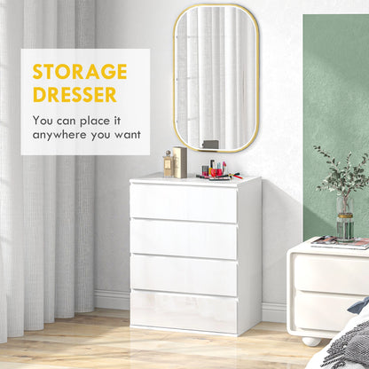 4 Drawer Cabinet, High Gloss, Bedroom Chest, Metal Runners, White Storage Cabinets at Gallery Canada