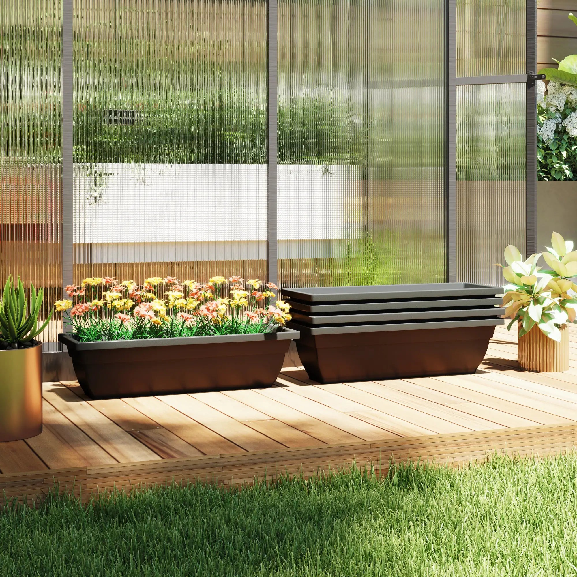 Rectangular Flower Pots, 5 Pack 23 Inches, Window Box Planters, Black Garden Accessories at Gallery Canada