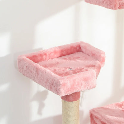 68-Inch Multi-Level Cat Scratching Tree, Kitty Activity Center, Pink Multi-Level Cat Towers at Gallery Canada