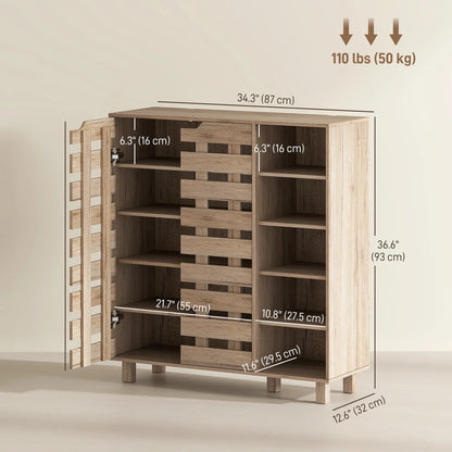 21 Pair Shoe Cabinet, 5-Tier Double Door, 5-Tier Open Shelves, Beige Shoe Storage Cabinets & Racks at Gallery Canada
