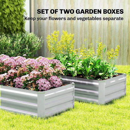 Galvanized Raised Garden Beds, Set of 2, Planter Box, Grey Galvanized Planter Boxes at Gallery Canada