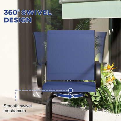 Outdoor Bar Stools Set of 2, 360° Swivel, 26.8" x 29.5" x 48.4", Navy Blue Bistro Sets at Gallery Canada
