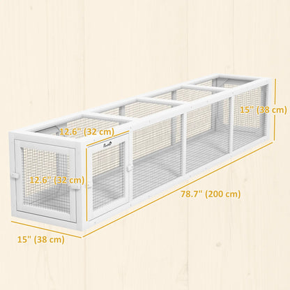 79" Long Cat Tunnel, L-Shape Extendable Design, Indoor Outdoor Enclosure, White Outdoor Cat Enclosures at Gallery Canada