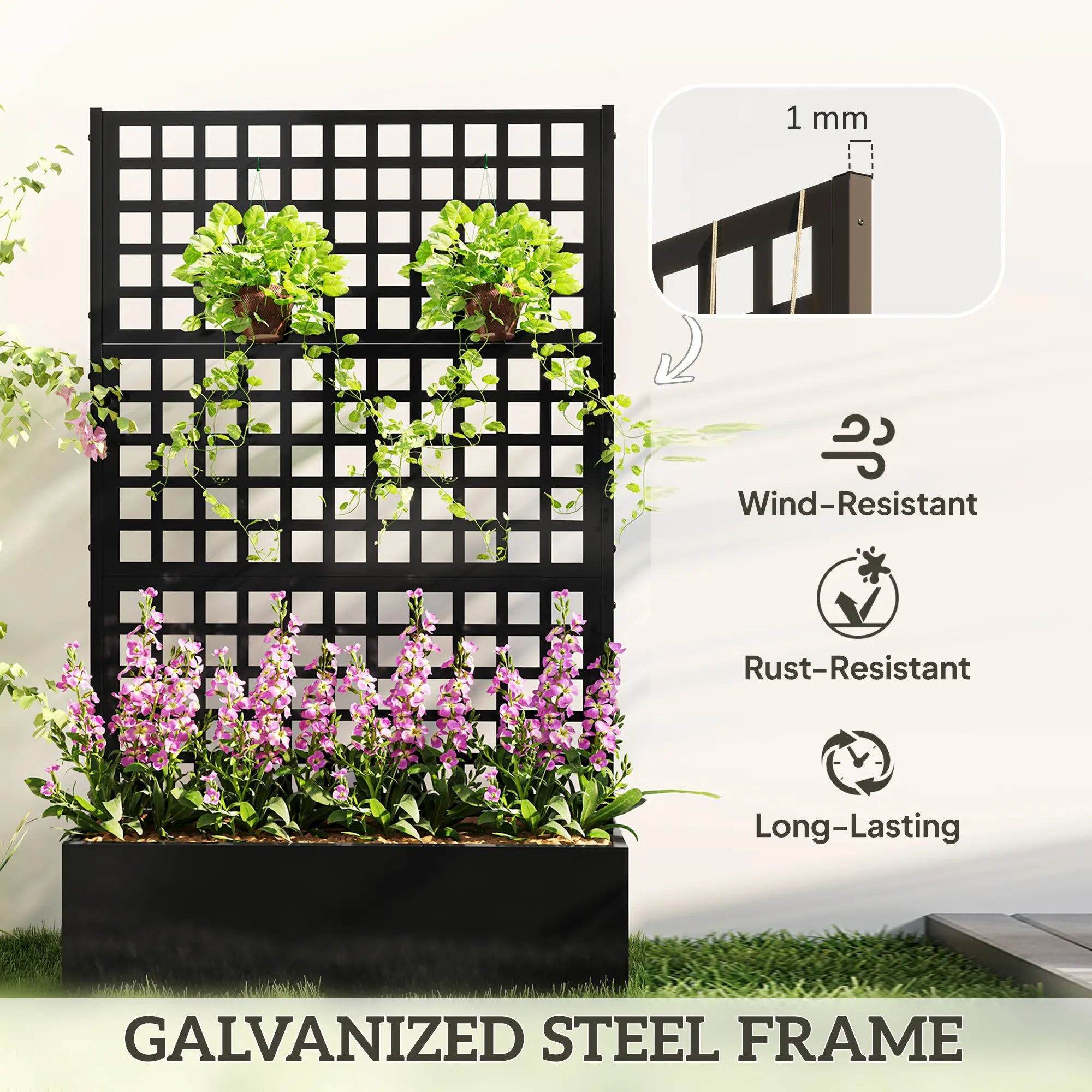Galvanized Raised Garden Bed with Trellis, 43