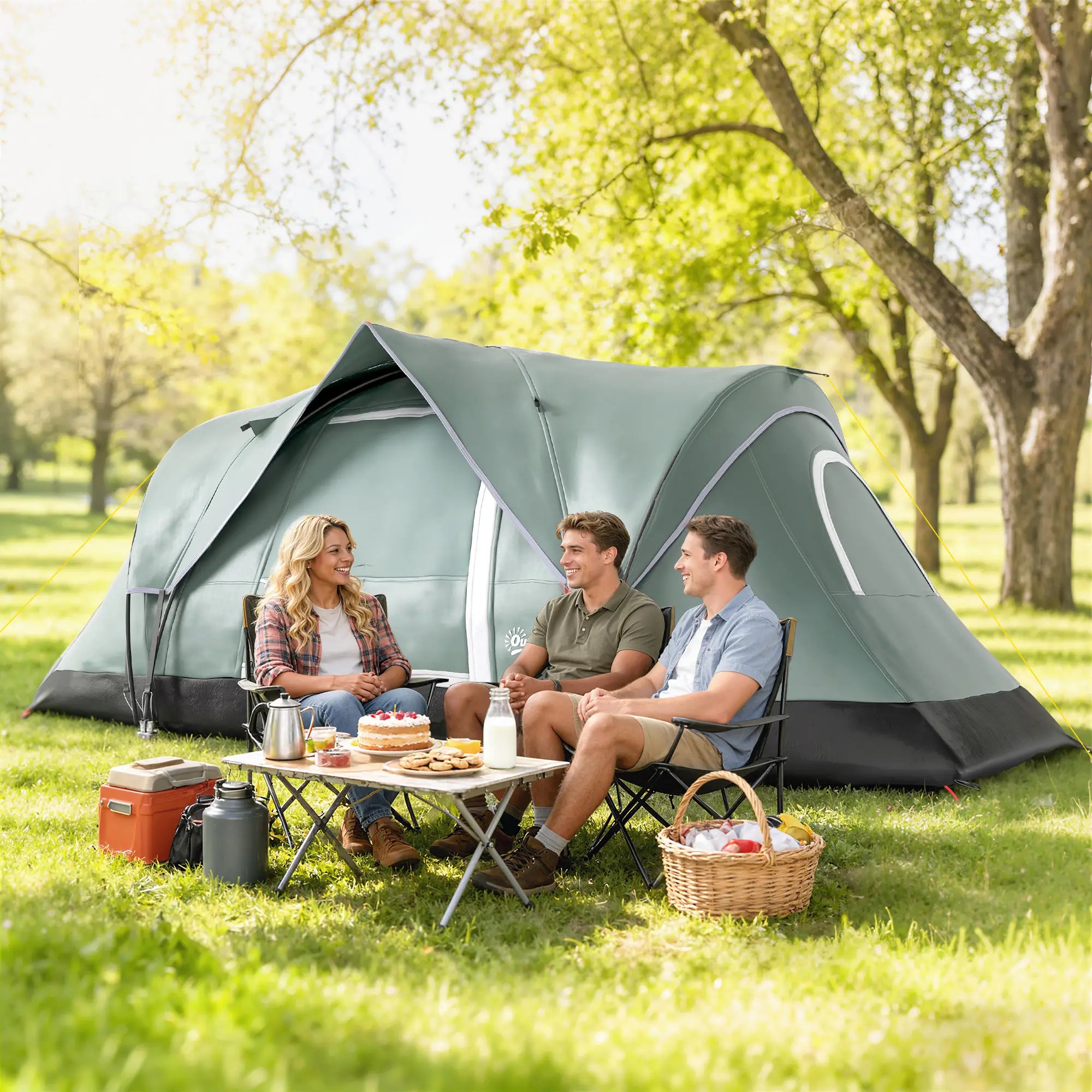 5-6 Person Family Tent, With Lighting Hook, Carrying Bag, Green Camping Tents at Gallery Canada