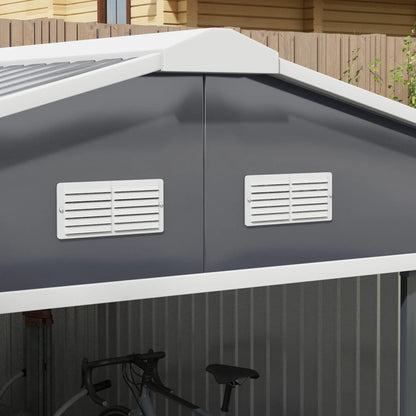 11.2ft x 12.5ft Garden Storage Shed, 4 Vent Slots, Double Sliding Door, Grey Sheds at Gallery Canada