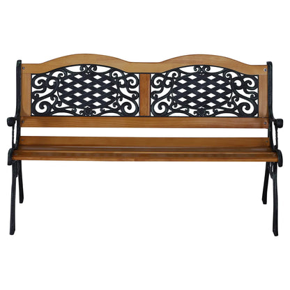50" Garden Bench, Porch Park Chair, Cast Iron Hardwood Outdoor Benches at Gallery Canada