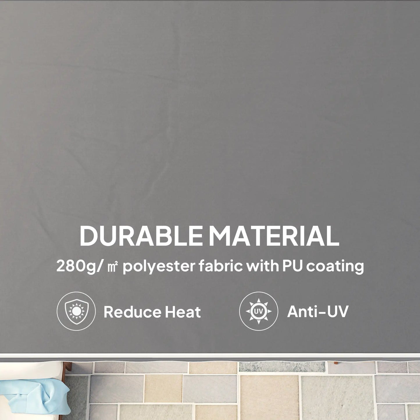 8' x 7' Retractable Awning, UV Water-Resistant Fabric, Dark Grey Patio Awnings at Gallery Canada