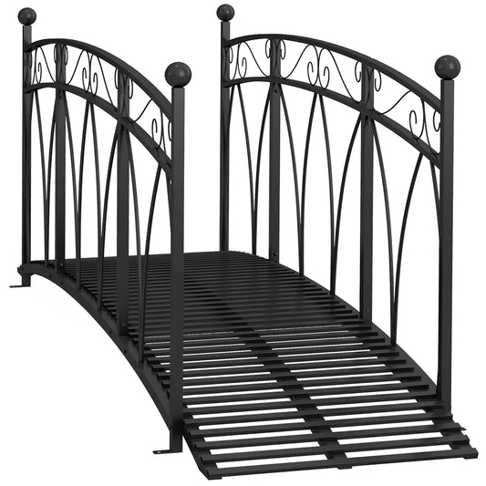 8' Metal Garden Bridge, Decorative Scrollwork, Black Garden Bridges Black at Gallery Canada