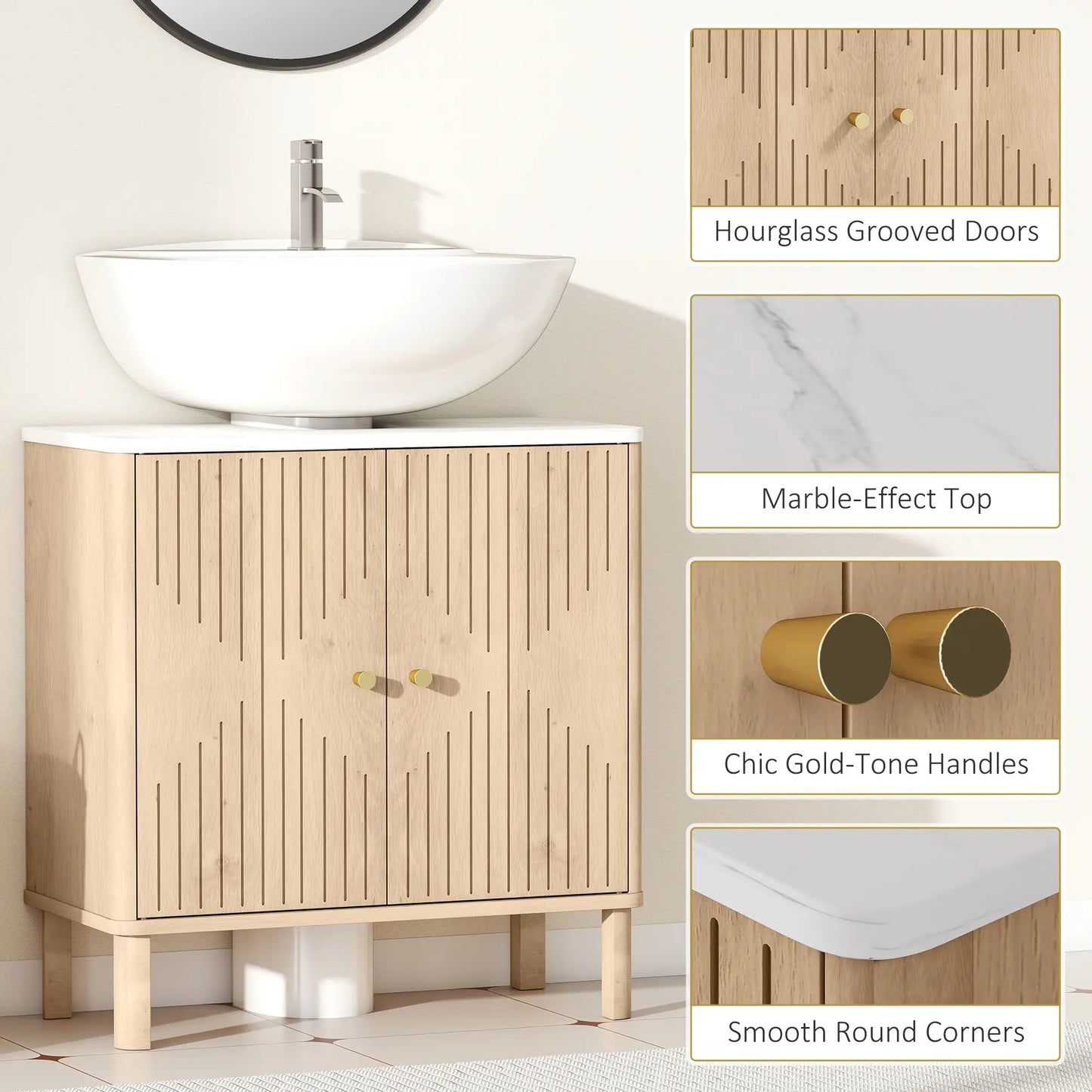 Floor Standing Bathroom Vanity, Bathroom Vanity Cabinet with Adjustable Shelf, Oak Sink Cabinets at Gallery Canada